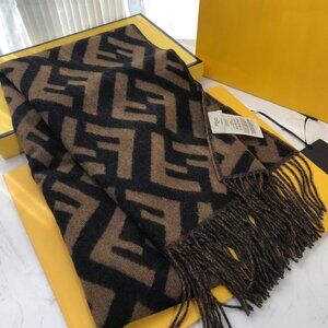 Fendi Brown and Black Reversible Wool Muffler